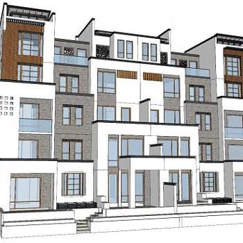 中式风格建筑别墅楼房SU模型下载_sketchup草图大师SKP模型