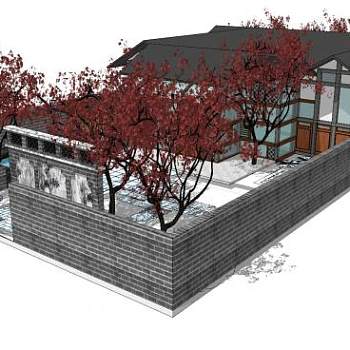 日式风格会所合院SU模型下载_sketchup草图大师SKP模型