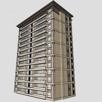 新中式风格公寓建筑楼房SU模型下载_sketchup草图大师SKP模型