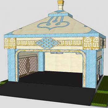 蒙古包景区卫生间洗手间厕所SU模型下载_sketchup草图大师SKP模型