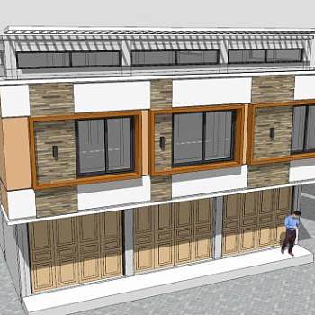 新农村三层别墅自建房SU模型下载_sketchup草图大师SKP模型