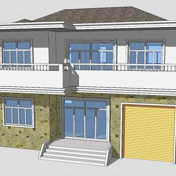 乡村小别墅建筑SU模型下载_sketchup草图大师SKP模型