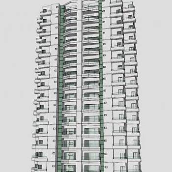 高层公寓建筑SU模型下载_sketchup草图大师SKP模型