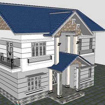 美式住宅别墅建筑SU模型下载_sketchup草图大师SKP模型