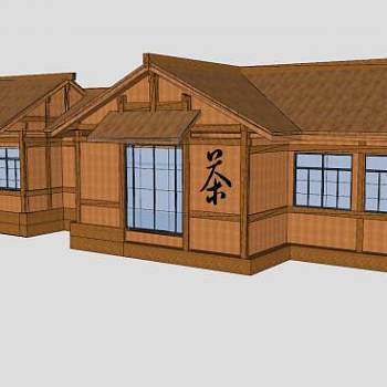 日式茶室木屋建筑SU模型下载_sketchup草图大师SKP模型