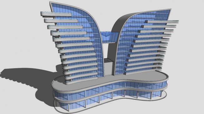 现代造型酒店建筑SU模型下载_sketchup草图大师SKP模型