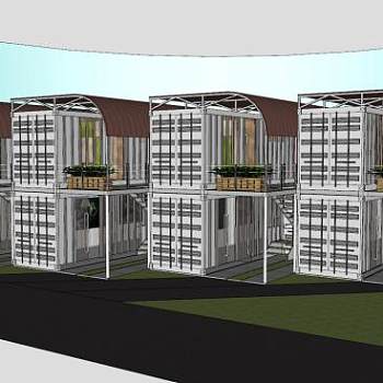 集装箱建筑住宅SU模型下载_sketchup草图大师SKP模型