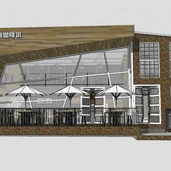 现代城市咖啡馆SU模型下载_sketchup草图大师SKP模型