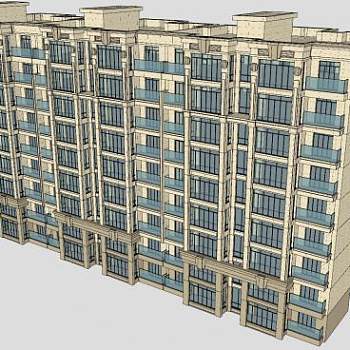 欧简现代住宅小区建筑楼房SU模型下载_sketchup草图大师SKP模型