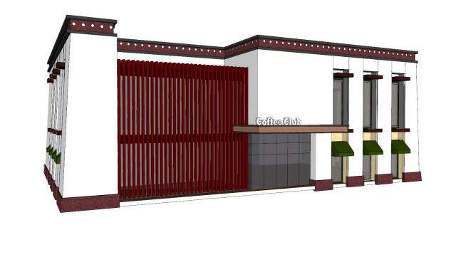 藏式商业建筑咖啡厅SU模型下载_sketchup草图大师SKP模型