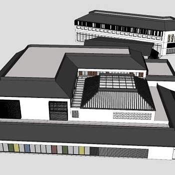 新中式建筑楼房SU模型下载_sketchup草图大师SKP模型