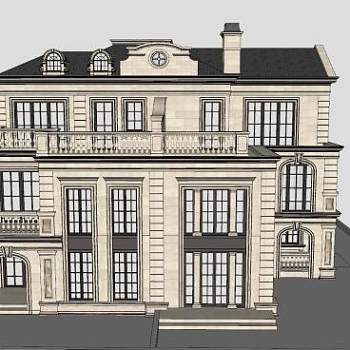 美欧风格别墅住宅SU模型下载_sketchup草图大师SKP模型