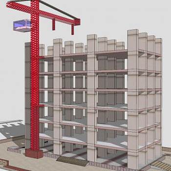 施工大楼和起重机SU模型下载_sketchup草图大师SKP模型