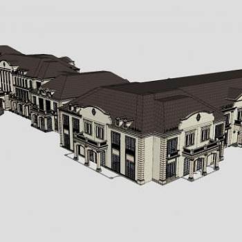 欧式风格沿街会所建筑SU模型下载_sketchup草图大师SKP模型