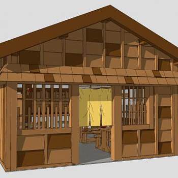 日式古代茶室茶店木屋商店SU模型下载_sketchup草图大师SKP模型