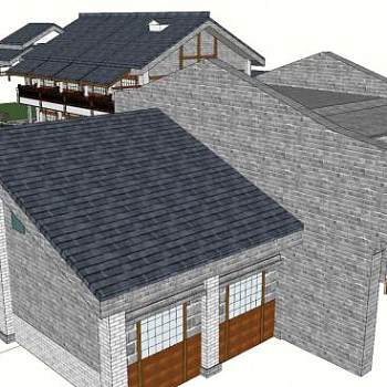 徽派接待中心建筑SU模型下载_sketchup草图大师SKP模型