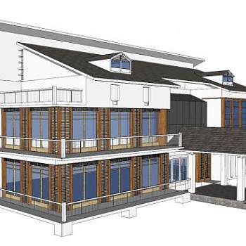 中式会所建筑模型SU模型下载_sketchup草图大师SKP模型