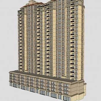 欧式沿街商铺住宅公寓小区建筑SU模型下载_sketchup草图大师SKP模型