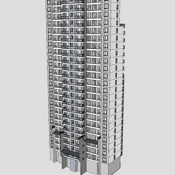 中式徽派高层小区住宅公寓建筑SU模型下载_sketchup草图大师SKP模型