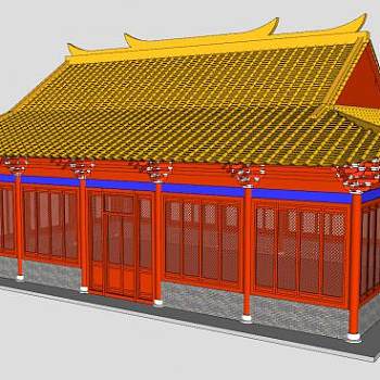 中式建筑大殿SU模型下载_sketchup草图大师SKP模型