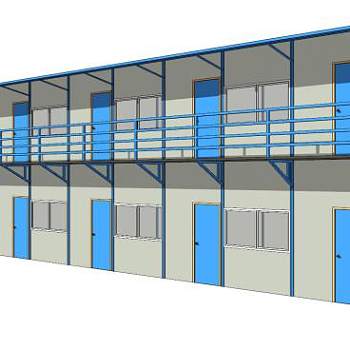 临时住房活动板房SU模型下载_sketchup草图大师SKP模型