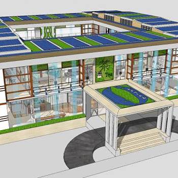 竹园茶餐厅建筑SU模型下载_sketchup草图大师SKP模型