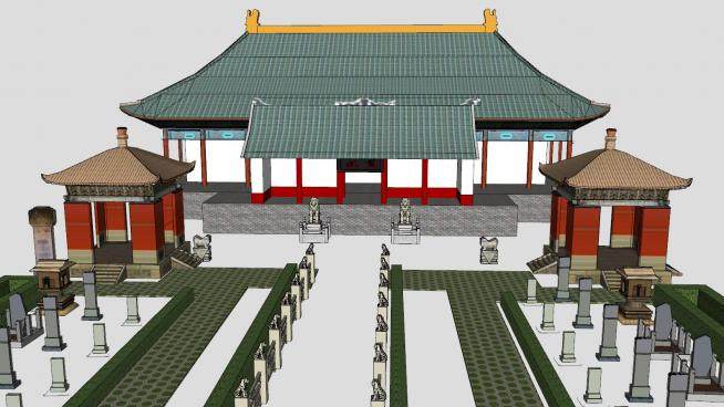 中式寺庙建筑SU模型下载_sketchup草图大师SKP模型