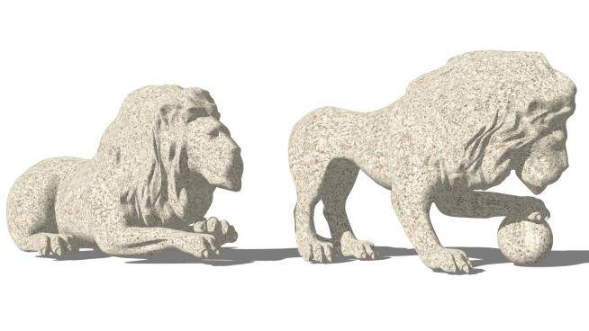 石狮子雕塑雕像SU模型下载_sketchup草图大师SKP模型