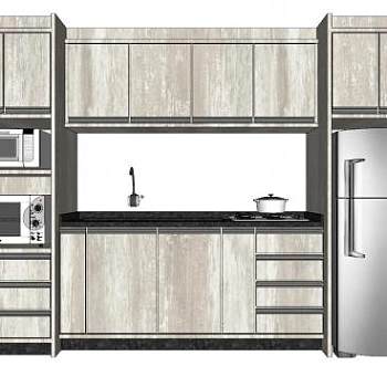 厨房橱柜一体SU模型下载_sketchup草图大师SKP模型
