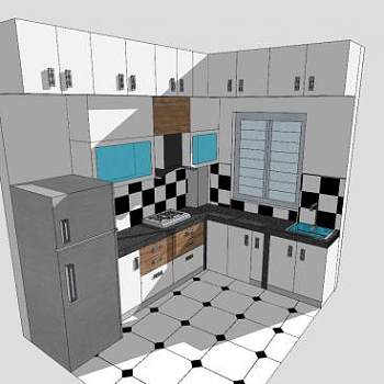 厨房橱柜壁柜SU模型下载_sketchup草图大师SKP模型