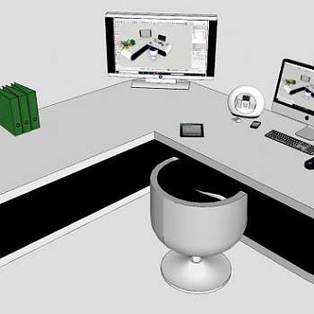 现代办公桌电脑SU模型下载_sketchup草图大师SKP模型