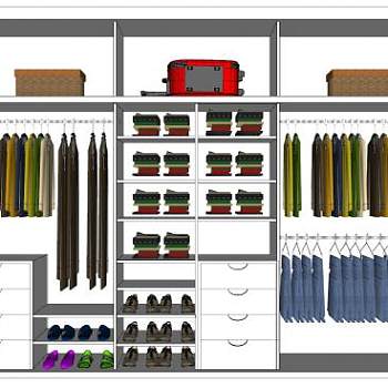 衣橱衣柜内部构造SU模型下载_sketchup草图大师SKP模型