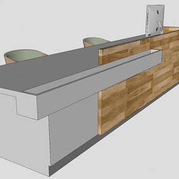 前台办公桌接待台SU模型下载_sketchup草图大师SKP模型
