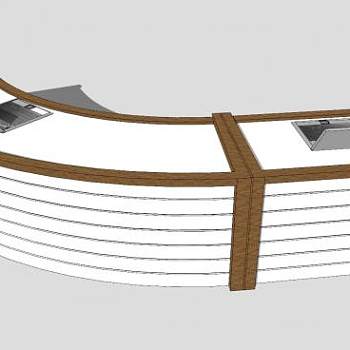 半弧形前台接待柜SU模型下载_sketchup草图大师SKP模型
