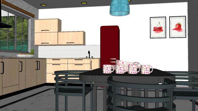 室内空间厨房橱柜SU模型下载_sketchup草图大师SKP模型