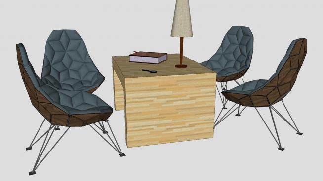 办公桌小书桌和靠背椅SU模型下载_sketchup草图大师SKP模型