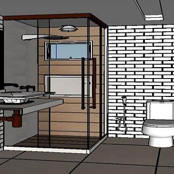 洗澡房玻璃件间SU模型下载_sketchup草图大师SKP模型