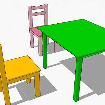 儿童桌凳椅子家具SU模型下载_sketchup草图大师SKP模型