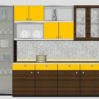 小型厨房橱柜SU模型下载_sketchup草图大师SKP模型