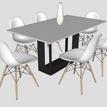 简约风餐桌椅家具SU模型下载_sketchup草图大师SKP模型