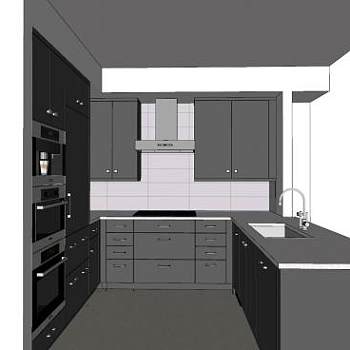 现代风厨房橱柜SU模型下载_sketchup草图大师SKP模型