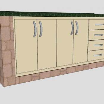小型橱柜洗菜池水槽SU模型下载_sketchup草图大师SKP模型