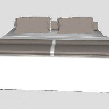 现代平板双人床铺SU模型下载_sketchup草图大师SKP模型