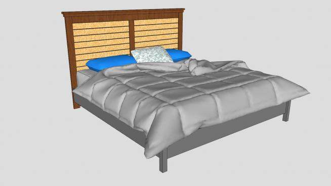 双人床家具床铺SU模型下载_sketchup草图大师SKP模型