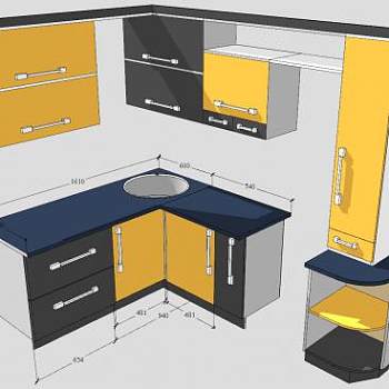 转角厨房橱柜SU模型下载_sketchup草图大师SKP模型