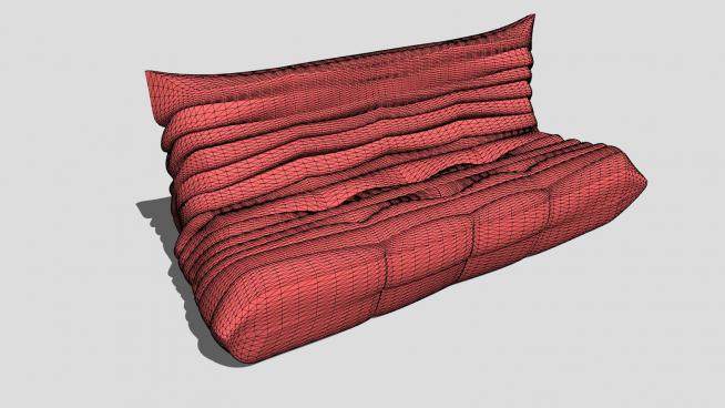 现代红色小沙发SU模型下载_sketchup草图大师SKP模型