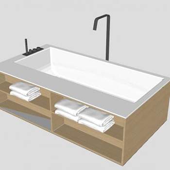 现代浴缸置物架SU模型下载_sketchup草图大师SKP模型