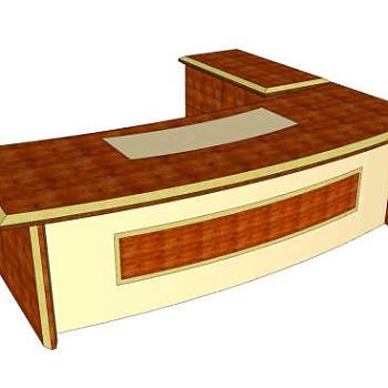 大班台办公桌老板办公桌SU模型下载_sketchup草图大师SKP模型