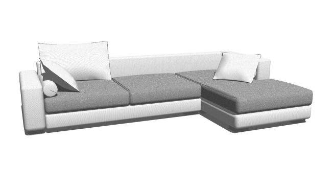 白色L型沙发SU模型下载_sketchup草图大师SKP模型