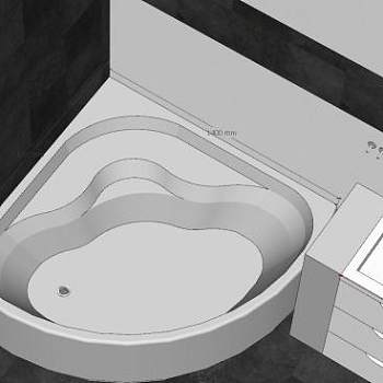 浴室间浴缸和一体式洗手台洗衣机SU模型下载_sketchup草图大师SKP模型